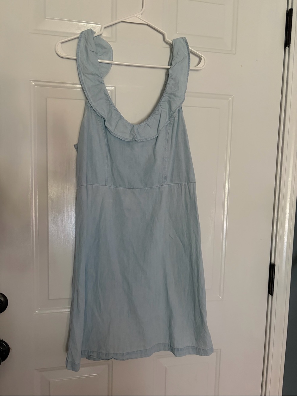 Old Navy Light Blue Ruffle-Neck Mini Dress